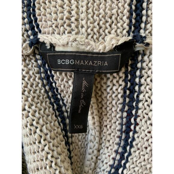 BCBGMAXAZRIA Jane Cardigan Sweater Tan Striped Open Style Oversized XXS - Picture 5 of 6